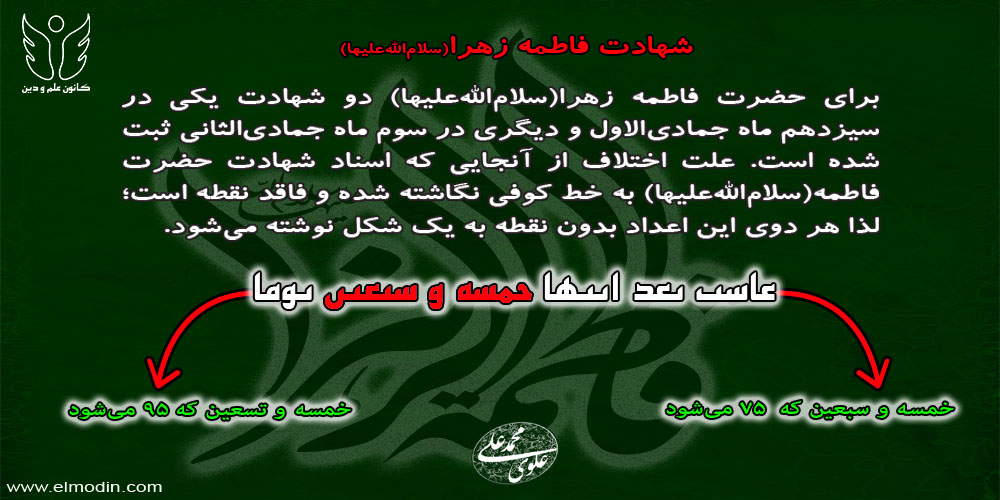 علت اختلاف نظر در تاریخ شهادت حضرت فاطمه زهرا(سلام الله علیها)